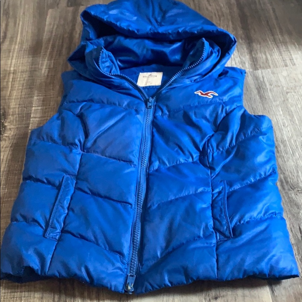 blue Hollister puffer vest